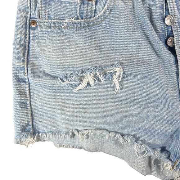 Levi’s 501 Light Wash Distressed Heavily Frayed Denim Cut Off  Shorts - Picture 6 of 9